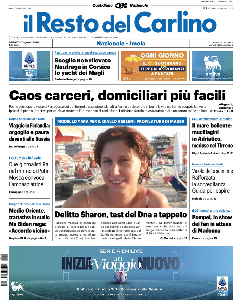 Prima-pagina-il resto del carlino-edizione-di-oggi-20240817